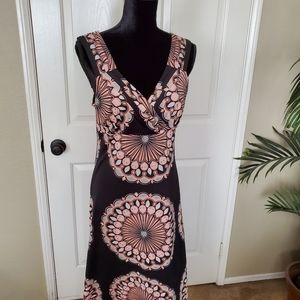 INC Maxi Print Dress Blk/Peach (M)